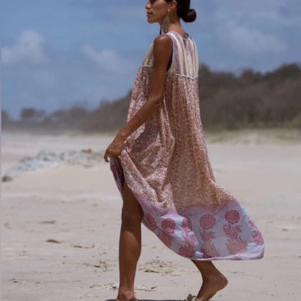 NWT Daughters of India Aahana Maxi Dress in Blue Bell Floral Size XL - Picture 6 of 16